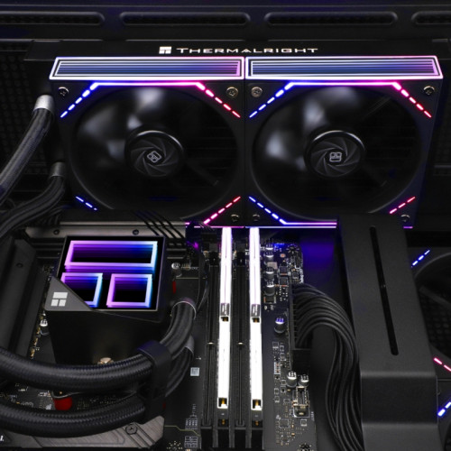Водяное охлаждение для процессора/ Water Cooling System Thermalright Frozen Infinity 240 (240mm, Black, ARGB/ Fans: 2x120mm, 68.9CFM, 28.2dBA, 2000RPM/ Pump height 60mm, Rad thickness 27mm/ S: 1700, 1200, 1851, 115X, AM5, AM4)
