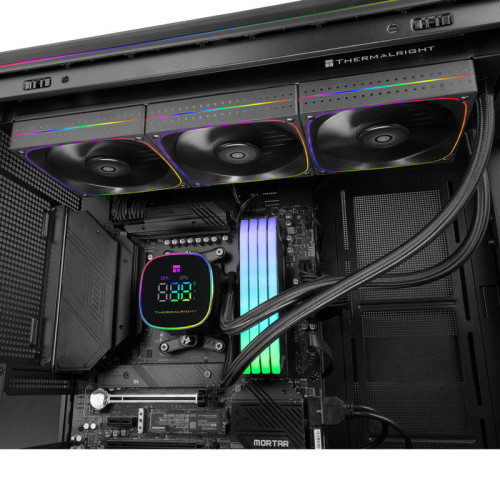 Система жидкостного охлаждения/ Water Cooling System Thermalright Frozen Horizon 360 Digital (360mm, LED temp., Black, ARGB/ Fans: 3x120mm, 68.9CFM, 28.2dBA, 2000RPM/ Pump height 53.2mm, Rad thickness 27mm/ S: 1700, 1200, 1851, 115X, AM5, AM4)