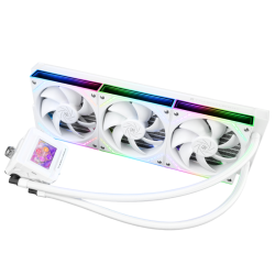 Водяное охлаждение для процессора/ Water Cooling System Thermalright Frozen Warframe SE 360 ARGB V2 (360mm, LED temp., White, ARGB/ Fans: 3x120mm, 68.9CFM, 28.2dBA, 2000RPM/ Pump height 59mm, Rad thickness 27mm/ S: 1851, 1700, 1200, 115X, AM5, AM4)