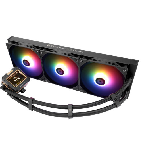 Водяное охлаждение для процессора/ Water Cooling System Thermalright Frozen Warframe 420 ARGB (420mm, LED, Black, ARGB/ Fans: 3x140mm, 88.7CFM, 29.8dBA, 1750RPM/ Pump height 60mm, 23dBA, 3000RPM, Rad thickness 27mm/ S: 1851, 1700, 1200, 115X, 2011, 2066, 