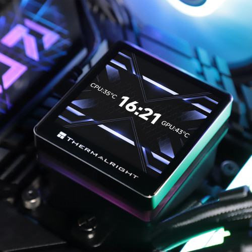 Водяное охлаждение для процессора/ Water Cooling System Thermalright Grand Vision 240 (240mm, LED, Black, ARGB/ Fans: 2x120mm, 80.45CFM, 29.4dBA, 2150RPM/ Pump height 72.5mm, 6400RPM, Rad thickness 27mm/ S: 1700, 1200, 1851, 115X, 2011, 2066, AM5, AM4) Водяное охлаждение для процессора/ Water Cooling System Thermalright Grand Vision 240 (240mm, LED, Black, ARGB/ Fans: 2x120mm, 80.45CFM, 29.4dBA, 2150RPM/ Pump height 72.5mm, 6400RPM, Rad thickness 27mm/ S: 1700, 1200, 1851, 115X, 2011, 2066, AM5, AM4)