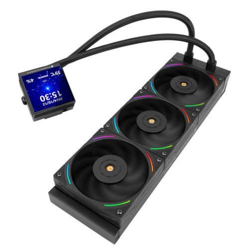 Водяное охлаждение для процессора/ Water Cooling System Thermalright Hyper Vision 360 (360mm, LED, Black, ARGB/ Fans: 3x120mm, 69CFM, 27dBA, 2150RPM/ Pump height 68mm, 6400RPM, Rad thickness 27mm/ S: 1700, 1200, 1851, 115X, 2011, 2066, AM5, AM4)