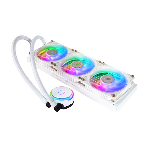 Система охлаждения/ Cooler Master MasterLiquid PL360 Flux White Edition (280W, 360mm, ARGB, fans:3x120mm/72.37CFM/32dBa/2300rpm, 1700/1200/115X/2066/2011-V3/2011/AM5/AM4/AM3/AM3+/AM2/AM2+/FM2/FM2+/FM1/TR4)