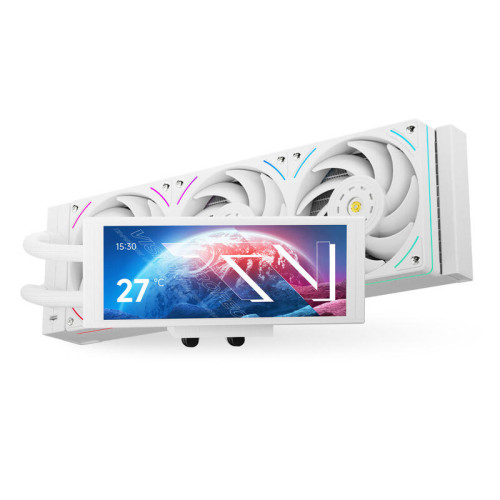 Водяное охлаждение для процессора/ Water Cooling System Thermalright Trofeo Vision 360 (360mm, LED, White, ARGB/ Fans: 3x120mm, 69CFM, 27dBA, 2150RPM/ Pump height 102mm, 6400RPM, Rad thickness 27mm/ S: 1700, 1200, 1851, 115X, 2011, 2066, AM5, AM4)
