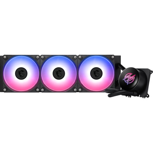 Система жидкостного охлаждения/ Water Cooling System MSI MPG CORELIQUID P13 360 (300W, 360mm, LED, Black, ARGB/ Fans: 3x120mm, 64.89CFM, 2050RPM/ Pump 20dBA, 3400RPM, Rad thickness 27mm/ S: 1851, 1700, AM5, AM4)