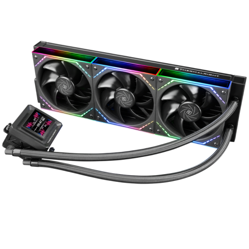 Водяное охлаждение для процессора/ Water Cooling System Thermalright Frozen Warframe SE 360 ARGB V2 (360mm, LED temp., Black, ARGB/ Fans: 3x120mm, 68.9CFM, 28.2dBA, 2000RPM/ Pump height 59mm, Rad thickness 27mm/ S: 1851, 1700, 1200, 115X, AM5, AM4)