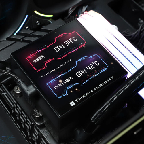 Водяное охлаждение для процессора/ Water Cooling System Thermalright Hyper Vision 360 (360mm, LED, Black, ARGB/ Fans: 3x120mm, 69CFM, 27dBA, 2150RPM/ Pump height 68mm, 6400RPM, Rad thickness 27mm/ S: 1700, 1200, 1851, 115X, 2011, 2066, AM5, AM4)