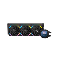 Водяное охлаждение для процессора/ Water Cooling System SAMA Q70 Black (360mm, LED temp., Black, ARGB/ Fans: 3x120mm, 86CFM, 30dBA, 2600RPM/ Pump height 64mm, 30dBA, 2800RPM, Rad thickness 27mm/ S: 1851, 1700, 1200, 20XX, 115X, AM5, AM4)