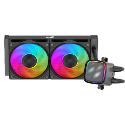 Водяное охлаждение для процессора/ Water Cooling System SAMA L50 240BK (290W, 240mm, Black, ARGB/ Fans: 2x120mm, 72.3CFM, 28dBA, 2200RPM/ Pump height 66mm, 3000RPM, Rad thickness 27mm/ S: 1851, 1700, 1200, 115X, AM5, AM4)