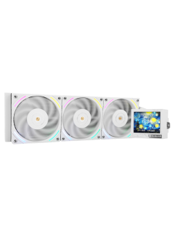 Водяное охлаждение для процессора/ Water Cooling System Thermalright Mjolnir Vision 360 (360mm, LED, White, ARGB/ Fans: 3x120mm, 69CFM, 27dBA, 2150RPM/ Pump height 65mm, Rad thickness 27mm/ S: 1700, 1200, 1851, 115X, 2011, 2066, AM5, AM4)