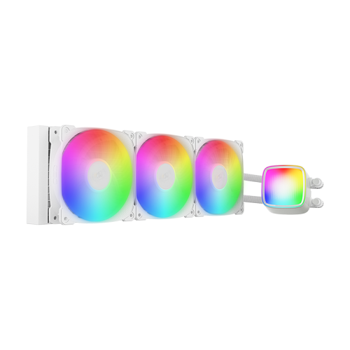 Система жидкостного охлаждения/ Water Cooling System Geometric Future Eskimo Pro 360 (240W, 360mm, ARGB, White/ Fans: 3x120mm, 80.81CFM, 34.2dBA, 2000RPM/ Pump height 54mm, 3200RPM, Rad thickness 27mm/ S: 1851, 1700, 1200, 115X, 2011, 2066, AM5, AM4)