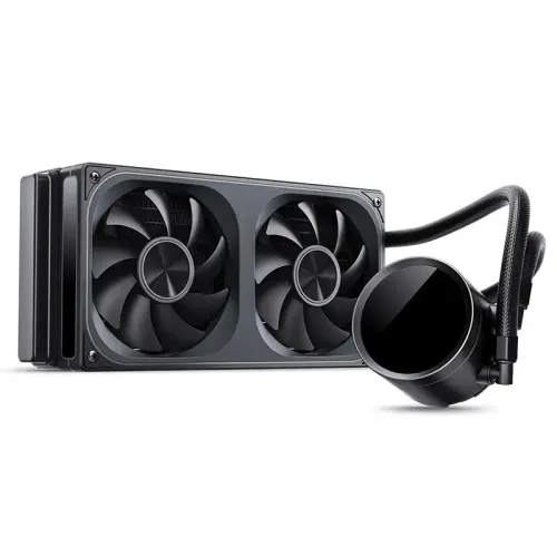 Система жидкостного охлаждения/ Water Cooling System JONSBO TH-240 Black (260W, 240mm, LED temp., Black, ARGB/ Fans: 2x120mm, 62.4CFM, 37.3dBA, 2400RPM/ Pump height 72mm, 30dBA, 2400RPM, Rad thickness 27mm/ S: 1851, 1700, 1200, 115X, AM5, AM4)