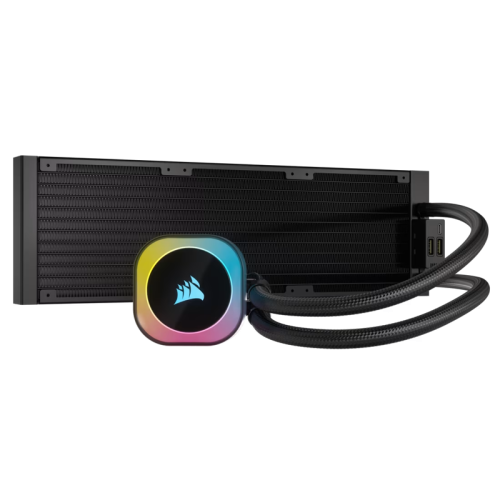 Система жидкостного охлаждения/ Water Cooling System Corsair iCUE LINK H150i RGB (360mm, Black, RGB/ Fans: 3x120mm, 63.1CFM, 37dBA, 2400RPM/Rad thickness 27mm/ S: 1851, 1700, 1200, 115X, AM5, AM4)