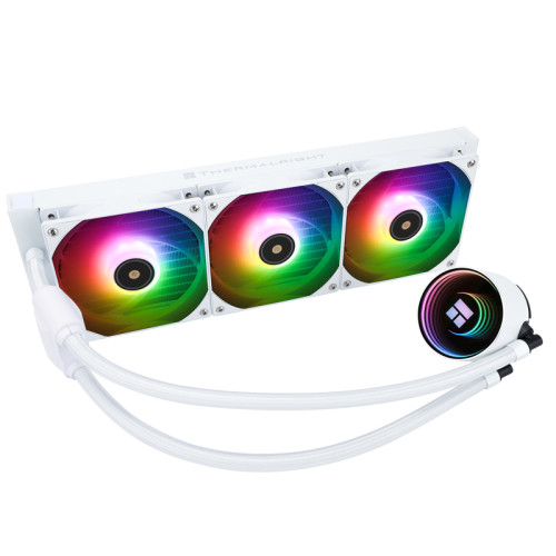 Водяное охлаждение для процессора/ Thermalright Frozen Notte 360 White Argb V2 (360mm, White, ARGB/ Fans: 3x120mm, 72.37CFM, 27.7dBA, 2000RPM/ Pump height 54mm, 28dBA, 5300RPM, Rad thickness 27mm/ S: 1200, 1700, 1851, 2011, 2066, 115X, AM2, AM2+, AM3, AM3 Водяное охлаждение для процессора/ Thermalright Frozen Notte 360 White Argb V2 (360mm, White, ARGB/ Fans: 3x120mm, 72.37CFM, 27.7dBA, 2000RPM/ Pump height 54mm, 28dBA, 5300RPM, Rad thickness 27mm/ S: 1200, 1700, 1851, 2011, 2066, 115X, AM2, AM2+, AM3, AM3