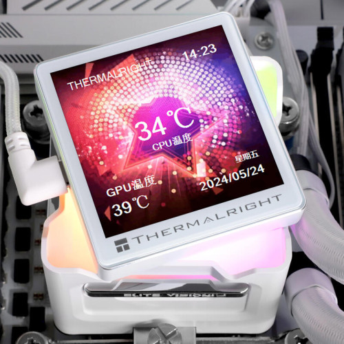 Система жидкостного охлаждения/ Water Cooling System Thermalright Elite Vision 360 (360mm, LED, White, ARGB/ Fans: 3x120mm, 69CFM, 27dBA, 2150RPM/ Pump height 63mm, Rad thickness 27mm/ S: 1700, 1200, 1851, 115X, 2011, 2066, AM5, AM4)