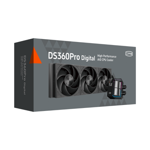 Система охлаждения/ Water Cooling System PCCooler DS360 Pro Digital BK (310W, 360mm, LED temp., Black, Fans: 3x120mm, 66CFM, 34.3dBA, 2200RPM/ Pump height 85mm, 15dBA, 2600RPM, Rad thickness 27mm/ S: 1851, 1700, 1200, 115X, 20XX, AM5, AM4)