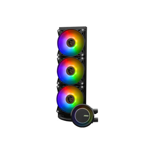 Система жидкостного охлаждения/ Water Cooling System MSI MAG CORELIQUID E360 (325W, 360mm, Black, ARGB/ Fans: 3x120mm, 75.04CFM, 32.5dBA, 1800RPM/ Pump 20dBA, 3000RPM, Rad thickness 27mm/ S: 1851, 1700, 1200, 115X, AM5, AM4, TR4,sTRx4)