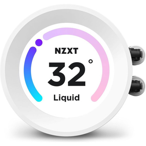 Система жидкостного охлаждения для ПК/ Water Cooling System NZXT Kraken Elite 240 RGB (250W, 240mm, LED temp., White, RGB/ Fans: 1xF240 RGB Core Fan, 75.12CFM, 30dBA, 2400RPM/ Pump height 65mm, 2800RPM, Rad thickness 27mm/ S: 1851, 1700, 1200, 115X, AM5, 