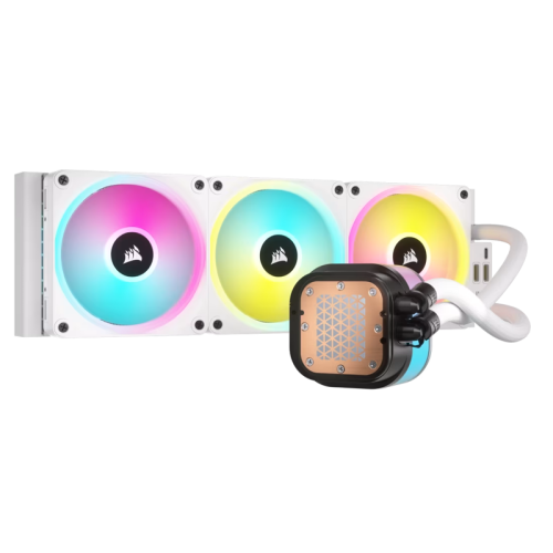 Система жидкостного охлаждения/ Water Cooling System Corsair iCUE LINK H150i RGB (360mm, White, RGB/ Fans: 3x120mm, 63.1CFM, 37dBA, 2400RPM/Rad thickness 27mm/ S: 1851, 1700, 1200, 115X, AM5, AM4)