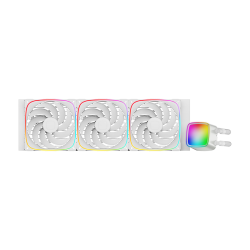 Система жидкостного охлаждения/ Water Cooling System Geometric Future Eskimo Pro 420 (300W, 420mm, ARGB, White/ Fans: 3x140mm, 91.15CFM, 34.0dBA, 2400RPM/ Pump height 54mm, 3500RPM, Rad thickness 27mm/ S: 1851, 1700, 1200, 115X, 2011, 2066, AM5, AM4)