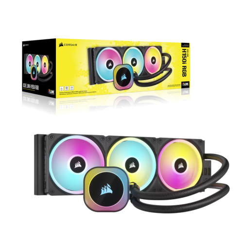 Система жидкостного охлаждения/ Water Cooling System Corsair iCUE LINK H150i RGB (360mm, Black, RGB/ Fans: 3x120mm, 63.1CFM, 37dBA, 2400RPM/Rad thickness 27mm/ S: 1851, 1700, 1200, 115X, AM5, AM4)