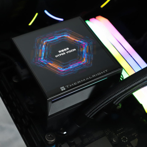 Водяное охлаждение для процессора/ Water Cooling System Thermalright Hyper Vision 360 (360mm, LED, Black, ARGB/ Fans: 3x120mm, 69CFM, 27dBA, 2150RPM/ Pump height 68mm, 6400RPM, Rad thickness 27mm/ S: 1700, 1200, 1851, 115X, 2011, 2066, AM5, AM4)