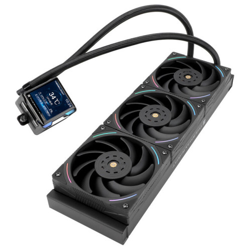 Система жидкостного охлаждения/ Water Cooling System Thermalright Elite Vision 360 (360mm, LED, Black, ARGB/ Fans: 3x120mm, 69CFM, 27dBA, 2150RPM/ Pump height 63mm, Rad thickness 27mm/ S: 1700, 1200, 1851, 115X, 2011, 2066, AM5, AM4)