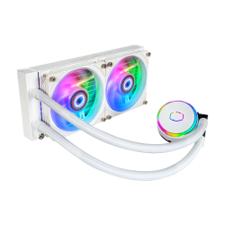 Система охлаждения/ Cooler Master MasterLiquid PL240 Flux White Edition (240W, 240mm, ARGB, fans:2x120mm/72.37CFM/32dBa/2300rpm, 1700/1200/115X/2066/2011-V3/2011/AM5/AM4/AM3/AM3+/AM2/AM2+/FM2/FM2+/FM1/TR4)