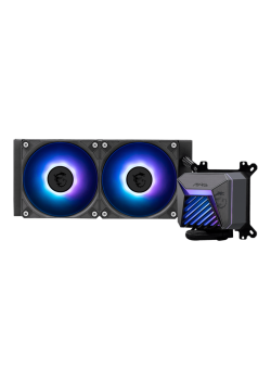 Система жидкостного охлаждения/ Water Cooling System MSI MAG CORELIQUID A15 240 (240W, 240mm, Black, ARGB/ Fans: 2x120mm, 64.89CFM, 28.7dBA, 2050RPM/ Pump 20dBA, 3400RPM, Rad thickness 27mm/ S: 1851, 1700, AM5, AM4)