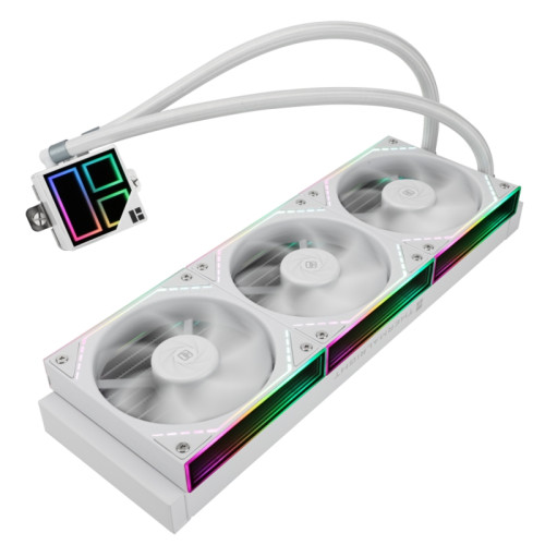 Водяное охлаждение для процессора/ Water Cooling System Thermalright Frozen Infinity 360 (360mm, White, ARGB/ Fans: 3x120mm, 68.9CFM, 28.2dBA, 2000RPM/ Pump height 60mm, Rad thickness 27mm/ S: 1700, 1200, 1851, 115X, 2011, 2066, AM5, AM4)