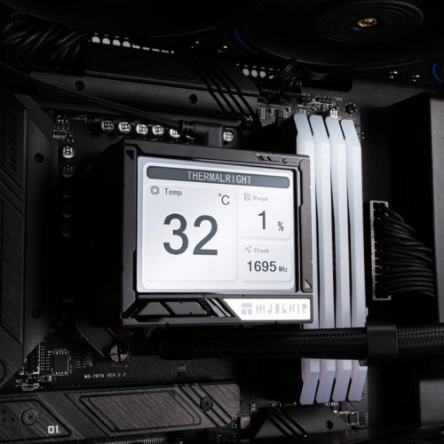 Водяное охлаждение для процессора/ Water Cooling System Thermalright Mjolnir Vision 360 (360mm, LED, Black, ARGB/ Fans: 3x120mm, 69CFM, 27dBA, 2150RPM/ Pump height 65mm, Rad thickness 27mm/ S: 1700, 1200, 1851, 115X, 2011, 2066, AM5, AM4)