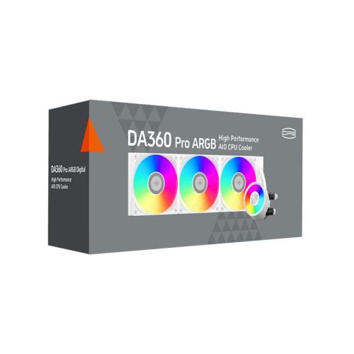 Система охлаждения/ Water Cooling System PCCooler DA360 Pro ARGB WH (300W, 360mm, White, ARGB/ Fans: 3x120mm, 75.8CFM, 33.7dBA, 2200RPM/ Pump height 57mm, 28dBA, 3000RPM, Rad thickness 27mm/ S: 1851, 1700, 1200, 20XX, 115X, AM5, AM4) Система охлаждения/ Water Cooling System PCCooler DA360 Pro ARGB WH (300W, 360mm, White, ARGB/ Fans: 3x120mm, 75.8CFM, 33.7dBA, 2200RPM/ Pump height 57mm, 28dBA, 3000RPM, Rad thickness 27mm/ S: 1851, 1700, 1200, 20XX, 115X, AM5, AM4)