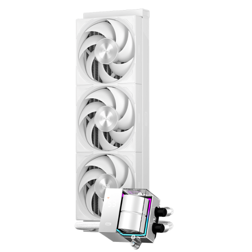 Система охлаждения/ Water Cooling System PCCooler DS360 Pro Digital WH (310W, 360mm, LED temp., White, Fans: 3x120mm, 66CFM, 34.3dBA, 2200RPM/ Pump height 85mm, 15dBA, 2600RPM, Rad thickness 27mm/ S: 1851, 1700, 1200, 115X, 20XX, AM5, AM4)
