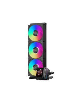 Система охлаждения/ Water Cooling System PCCooler DS360 ARGB Display BK (310W, 360mm, LED, Black, ARGB/ Fans: 3x120mm, 90.56CFM, 39.8dBA, 2500RPM/ Pump height 65mm, 15dBA, 2600RPM, Rad thickness 27mm/ S: 1851, 1700, 1200, 115X, AM5, AM4)