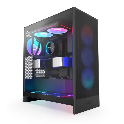 Система жидкостного охлаждения для ПК/ Water Cooling System NZXT Kraken Elite 280 RGB (250W, 280mm, LED temp., Black/ Fans: 2x140mm, 98.61CFM, 34.5dBA, 2000RPM/ Pump height 65mm, 2800RPM, Rad thickness 27mm/ S: 1851, 1700, 1200, 115X, AM5, AM4)