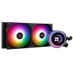Водяное охлаждение для процессора/ Thermalright Frozen Notte 240 Black Argb V2 (240mm, Black, ARGB/ Fans: 2x120mm, 72.37CFM, 27.7dBA, 2000RPM/ Pump height 54mm, 28dBA, 5300RPM, Rad thickness 27mm/ S: 1200, 1700, 1851, 2011, 2066, 115X, AM2, AM2+, AM3, AM3