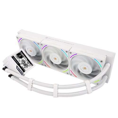 Водяное охлаждение для процессора/ Water Cooling System Thermalright Mjolnir Vision 360 (360mm, LED, White, ARGB/ Fans: 3x120mm, 69CFM, 27dBA, 2150RPM/ Pump height 65mm, Rad thickness 27mm/ S: 1700, 1200, 1851, 115X, 2011, 2066, AM5, AM4)