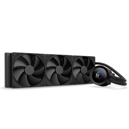 Система жидкостного охлаждения для ПК/ Water Cooling System NZXT Kraken Plus 360 V2 (260W, 360mm, LED temp., Black, Fans: 3x120mm, 73.47CFM, 30dBA, 2000RPM/ Pump height 55.97mm, 2800RPM, Rad thickness 27mm/ S: 1851, 1700, 1200, 115X, AM5, AM4)