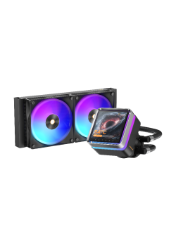 Система жидкостного охлаждения/ Water Cooling System Ocypus Sigma L24 EX BK ARGB (290W, 240mm, LED, Black, ARGB/ Fans: 2x120mm, 36dBA, 88CFM, 2400RPM/ Pump height 99mm, 27dBA, 3100RPM, Rad thickness 27mm/ S: 1851, 1700, 1200, 115X, AM5, AM4)