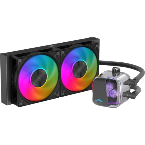 Водяное охлаждение для процессора/ Water Cooling System SAMA L70 240BK (290W, 240mm, Black, ARGB/ Fans: 2x120mm, 72.3CFM, 28dBA, 2200RPM/ Pump height 66mm, 3000RPM, Rad thickness 27mm/ S: 1851, 1700, 1200, 115X, AM5, AM4)
