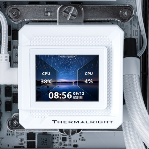 Водяное охлаждение для процессора/ Water Cooling System Thermalright Frozen Warframe SE 360 ARGB V2 (360mm, LED temp., White, ARGB/ Fans: 3x120mm, 68.9CFM, 28.2dBA, 2000RPM/ Pump height 59mm, Rad thickness 27mm/ S: 1851, 1700, 1200, 115X, AM5, AM4)