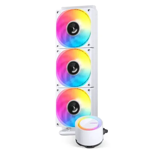 Система жидкостного охлаждения/ Water Cooling System JONSBO TG-360 White (300W, 360mm, White, ARGB/ Fans: 3x120mm, 66.19CFM, 35.4dBA, 1800RPM/ Pump height 72mm, 30dBA, 2400RPM, Rad thickness 27mm/ S: 1700, 1200, 115X, AM5, AM4)