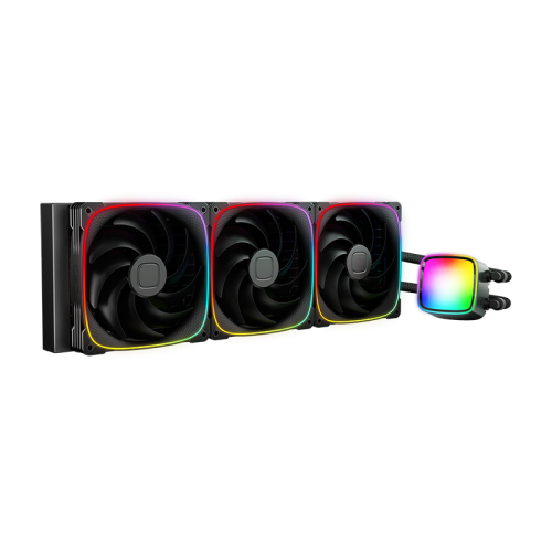 Система жидкостного охлаждения/ Water Cooling System Geometric Future Eskimo Pro 420 (300W, 420mm, ARGB, Black/ Fans: 3x140mm, 91.15CFM, 34.0dBA, 2400RPM/ Pump height 54mm, 3500RPM, Rad thickness 27mm/ S: 1851, 1700, 1200, 115X, 2011, 2066, AM5, AM4)