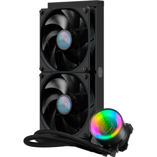 Система охлаждения/ Cooler Master MasterLiquid ML280 Mirror (230W, 280mm, ARGB, fans: 2x140mm/67CFM/27dBa/1400rpm, 1200/115X/2066/2011-V3/2011/AM5/AM4/AM3/AM3+/AM2/AM2+/FM2/FM2+/FM1/1700 only with bracket)