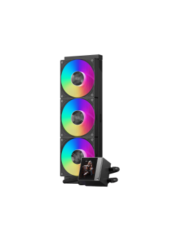 Система охлаждения/ Water Cooling System PCCooler DC360 Pro ARGB Display BK (310W, 360mm, LED, Black, ARGB/ Fans: 3x120mm, 90.56CFM, 39.8dBA, 2500RPM/ Pump height 65mm, 15dBA, 2600RPM, Rad thickness 27mm/ S: 1851, 1700, 1200, 115X, AM5, AM4)