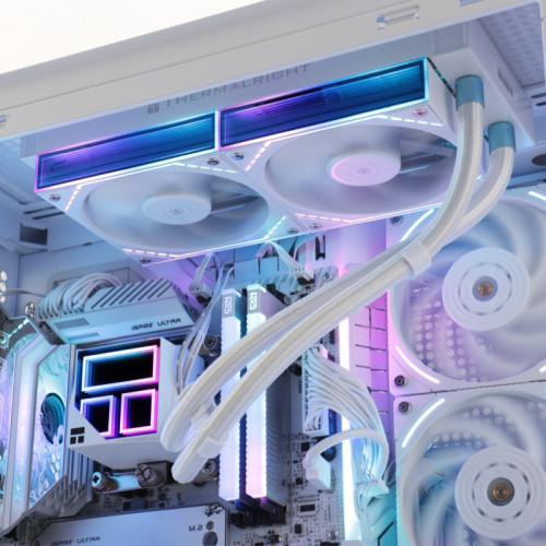 Водяное охлаждение для процессора/ Water Cooling System Thermalright Frozen Infinity 240 (240mm, White, ARGB/ Fans: 2x120mm, 68.9CFM, 28.2dBA, 2000RPM/ Pump height 60mm, Rad thickness 27mm/ S: 1700, 1200, 1851, 115X, AM5, AM4) Водяное охлаждение для процессора/ Water Cooling System Thermalright Frozen Infinity 240 (240mm, White, ARGB/ Fans: 2x120mm, 68.9CFM, 28.2dBA, 2000RPM/ Pump height 60mm, Rad thickness 27mm/ S: 1700, 1200, 1851, 115X, AM5, AM4)