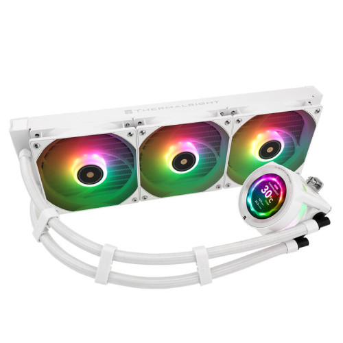Система жидкостного охлаждения/ Water Cooling System Thermalright Core Vision 360 (360mm, LED, White, ARGB/ Fans: 3x120mm, 72.37CFM, 27.7dBA, 2000RPM/ Pump height 66mm, Rad thickness 27mm/ S: 1700, 1200, 1851, 115X, 2011, 2066, AM5, AM4) Система жидкостного охлаждения/ Water Cooling System Thermalright Core Vision 360 (360mm, LED, White, ARGB/ Fans: 3x120mm, 72.37CFM, 27.7dBA, 2000RPM/ Pump height 66mm, Rad thickness 27mm/ S: 1700, 1200, 1851, 115X, 2011, 2066, AM5, AM4)