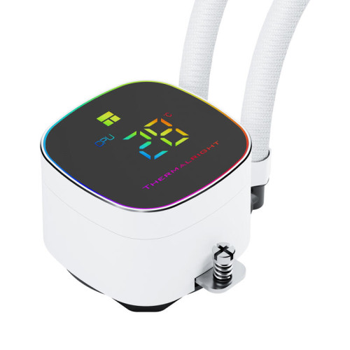 Система жидкостного охлаждения/ Water Cooling System Thermalright Frozen Horizon 240 Digital (240mm, LED temp., White, ARGB/ Fans: 2x120mm, 68.9CFM, 28.2dBA, 2000RPM/ Pump height 53.2mm, Rad thickness 27mm/ S: 1700, 1200, 1851, 115X, AM5, AM4)