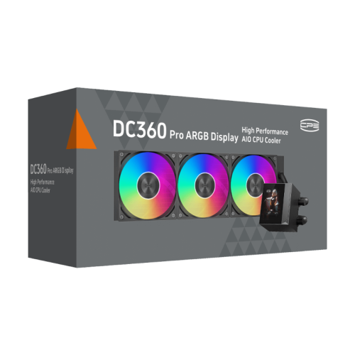 Система охлаждения/ Water Cooling System PCCooler DC360 Pro ARGB Display BK (310W, 360mm, LED, Black, ARGB/ Fans: 3x120mm, 90.56CFM, 39.8dBA, 2500RPM/ Pump height 65mm, 15dBA, 2600RPM, Rad thickness 27mm/ S: 1851, 1700, 1200, 115X, AM5, AM4) Система охлаждения/ Water Cooling System PCCooler DC360 Pro ARGB Display BK (310W, 360mm, LED, Black, ARGB/ Fans: 3x120mm, 90.56CFM, 39.8dBA, 2500RPM/ Pump height 65mm, 15dBA, 2600RPM, Rad thickness 27mm/ S: 1851, 1700, 1200, 115X, AM5, AM4)