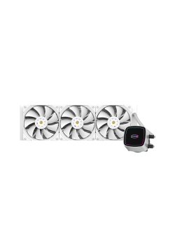 Система охлаждения/ Water Cooling System PCCooler DE360 WH (310W, 360mm, White, ARGB Pump/ Fans: 3x120mm, 71.86CFM, 33.8dBA, 1850RPM/ Pump height 55mm, 28dBA, 3200RPM, Rad thickness 27mm/ S: 1851, 1700, 1200, 20XX, 115X, AM5, AM4)